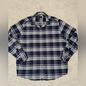 UNTUCKit Mens Long Sleeve 100% Polyester Button Front Shirt NAVY BLUE Plaid XXL